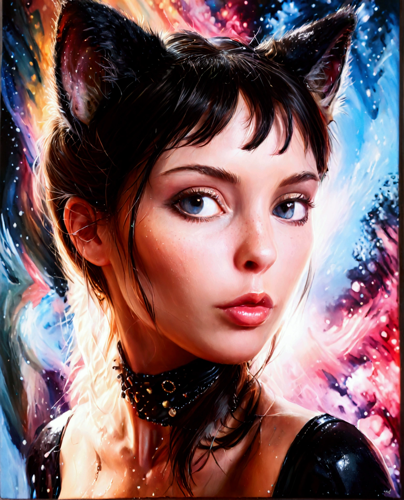 A fantasy woman-cat hybrid, large female buttocks, female breasts, four paws, fur, cat-like face with human features, (best quality,4k,8k,highres,masterpiece:1.2),ultra-detailed,(realistic,photorealistic,photo-realistic:1.37),fantasy art,highly detailed face, detailed anatomy, detailed texture, intricate details, dramatic lighting, cinematic composition, dynamic pose, vibrant colors, oil painting style