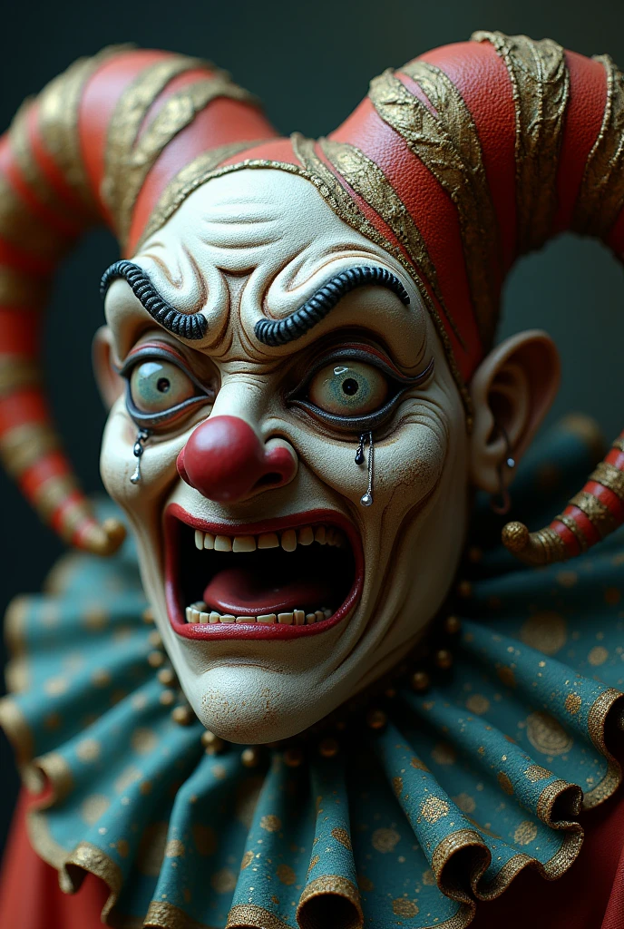 Angry Skull Clown Face Serious Confident Egocentric Smile With Crown 