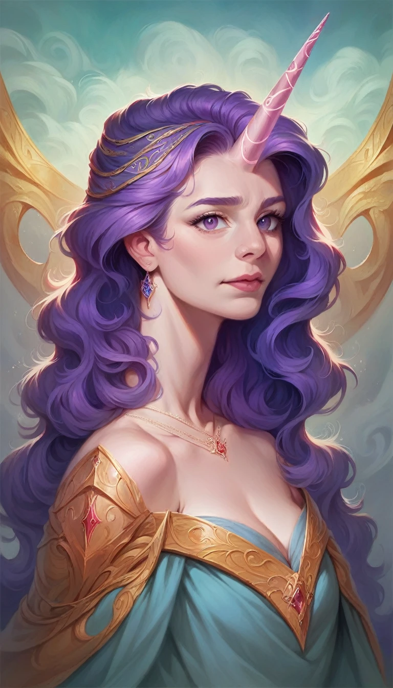 a wise-eyed purple-haired unicorn, fantasy digital art, highly detailed, cinematic lighting, 8k, photorealistic, masterpiece, intricate details, vivid colors, enchanting, mystical, elegant, serene