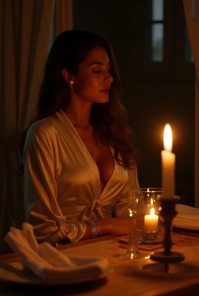 woman romantic dinner