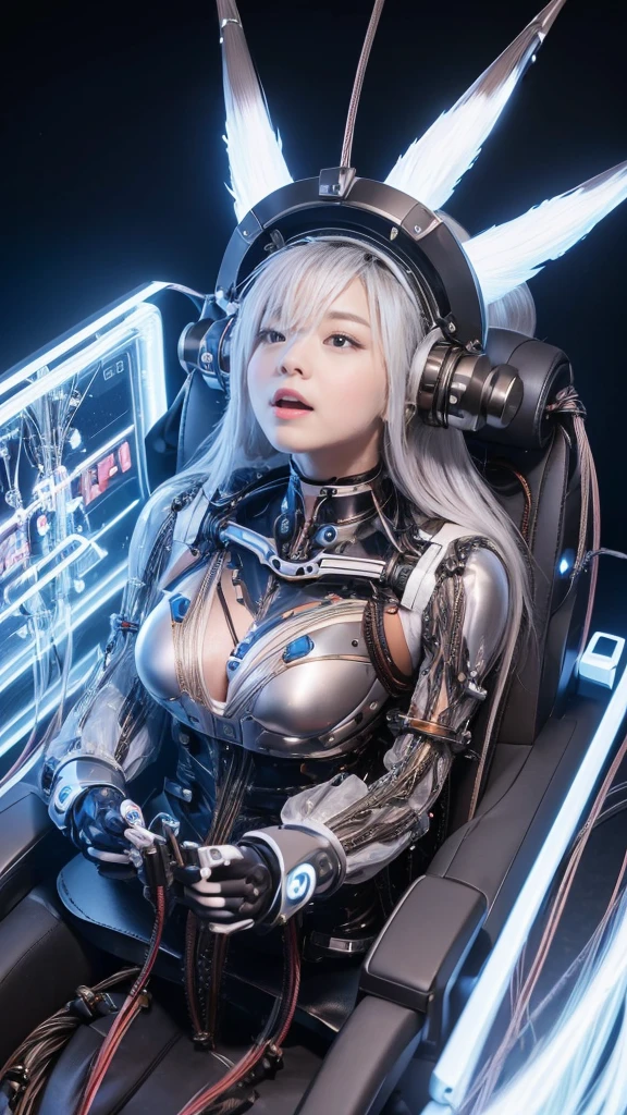 ((highest quality)), (masterpiece)), (detailed:1.4), 3D, beautiful cyberpunk woman image、(european:2)、(Skin exposed:1.3)、Battle Jacket、cute、(detailedな顔:1.5)、silver hair、HDR,ray tracing,NVIDIA RTX,super resolution,unreal 5,Scattered beneath the surface,PBR texturing,Post-processing,anisotropic filtering,Depth of bounds written, maximum clarity and sharpness, multilayer texture, Albedo and specular maps, surface shading, Accurate simulation of light-matter interactions, perfect proportions, octane rendering, two-tone lighting, wide aperture, Low ISO, White balance, Rule of thirds, 8K students, (Circuit Board AI:1.2)、(bare legs)、(spread your legs:1.5)all white ,8k,ultrarealistic,