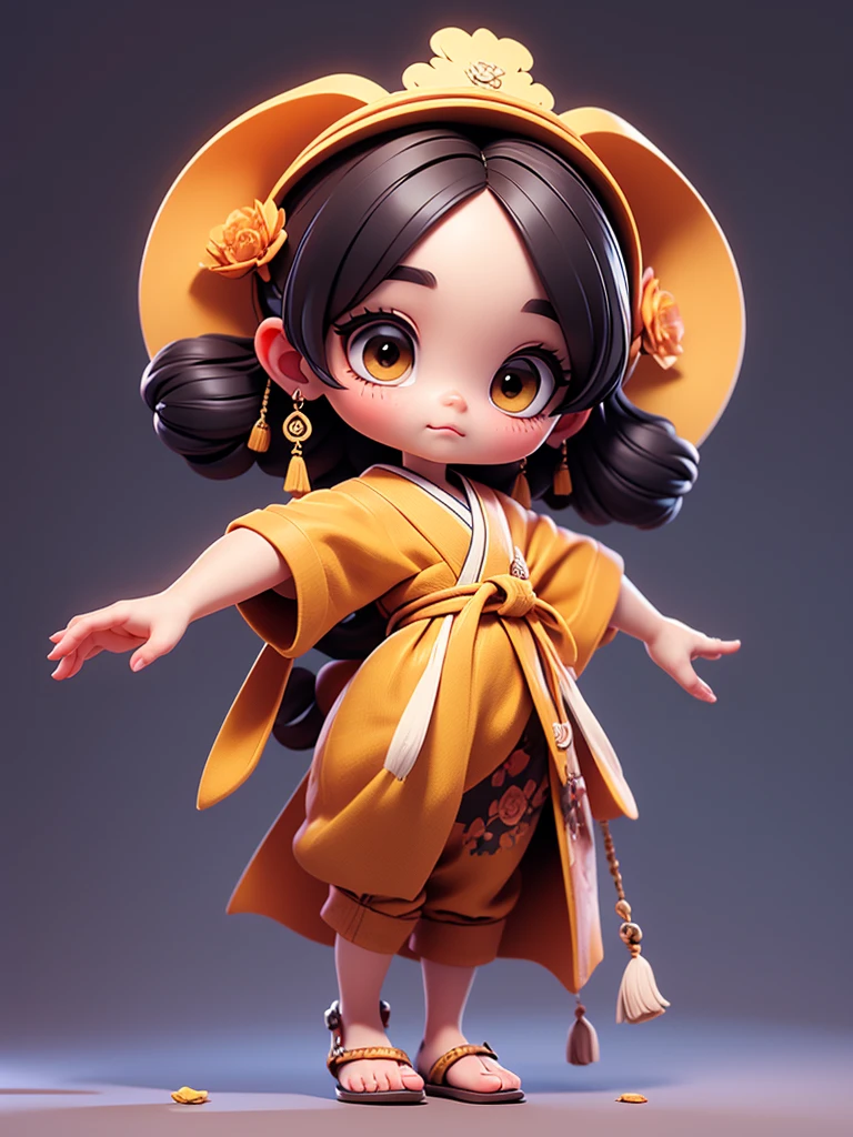  Create a chibi onmyoji image , Alone， simple background ，a small, Simple hair , Big head, Japanese Onmyoji.  The transparent body can be seen through . The image is clear and detailed ., beautiful colors and..  raise your arms , foot, eye,nose, mouth, ((Five fingers on a hand))， ((Five toes)), colorful background for working,  anatomically correct,  simple background ,  shortcuts, bangs, Symmetrical, 