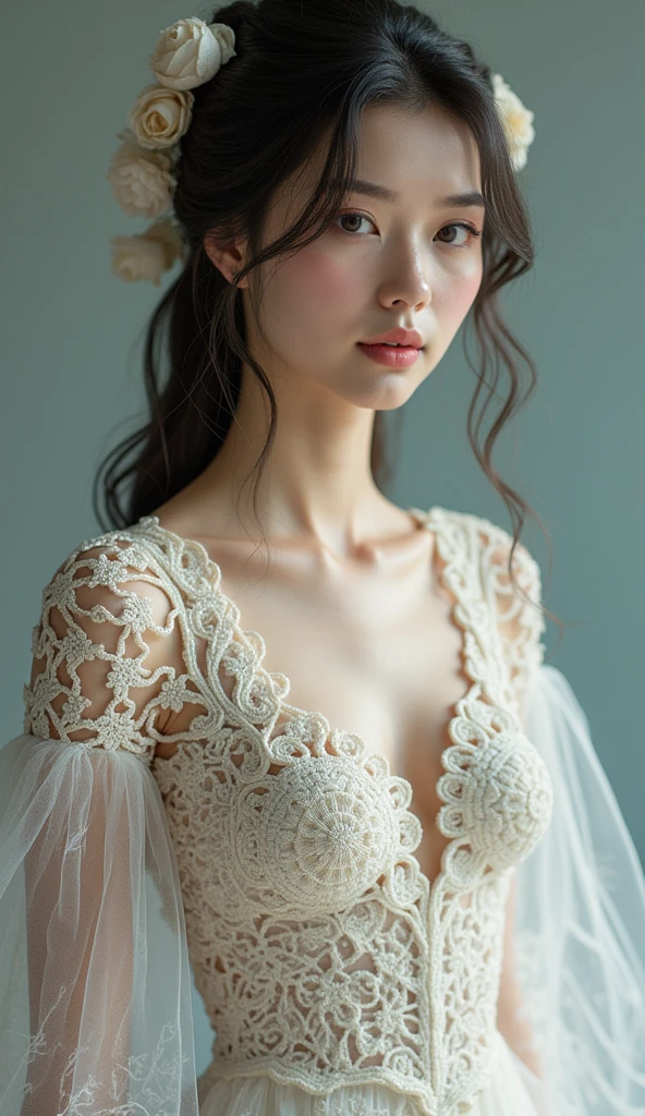 (((masterpiece、Highest quality、Very detailed、Artistic balance of light and shadow)))、(Surreal)、(Upper Body)、(Highly detailed CG illustrations)、(Very delicate and beautiful)、Highest quality、Realistic texture、Realistic skin feel、realism、Absolute rules、最高masterpieceのバランス、The most beautiful composition of a woman、Realistic creation and expression、
