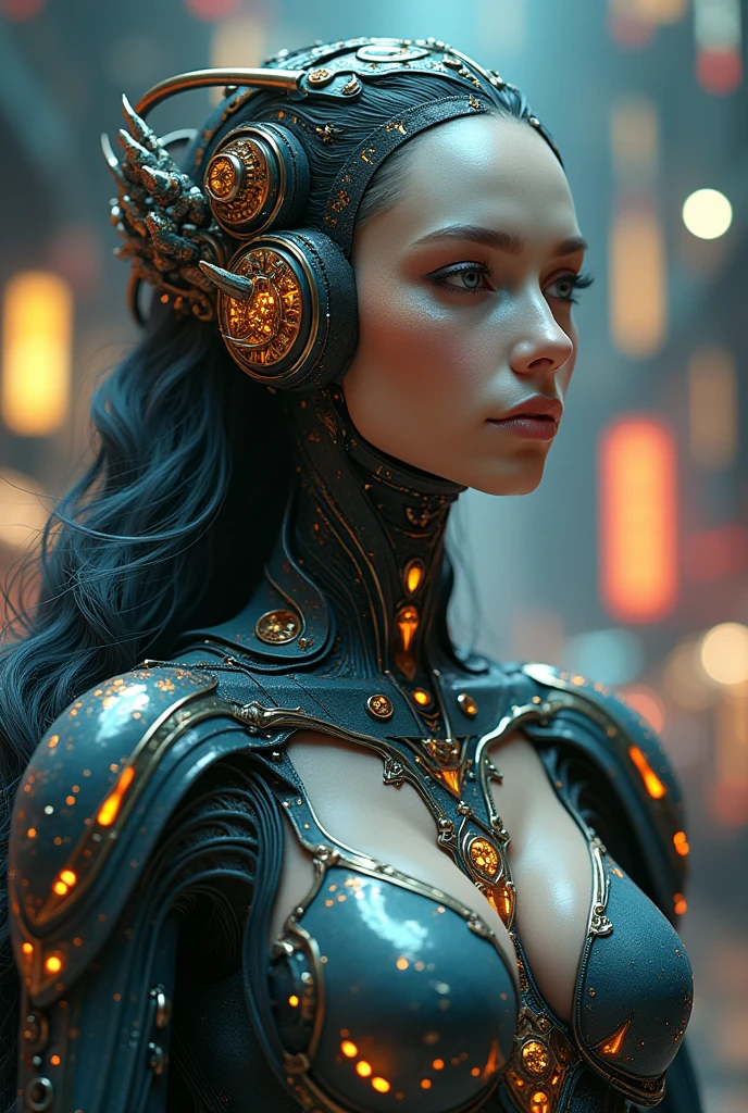 Goddess Minerva, cybernetics, cyberpunk