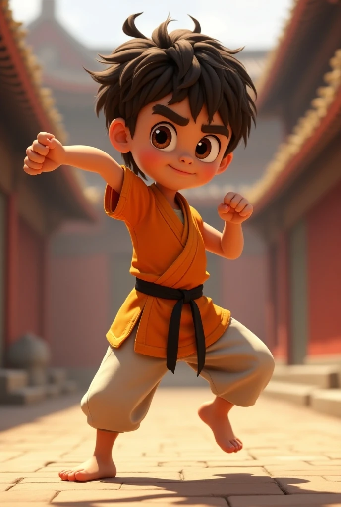 Cute ********** learning kung fu in front of the temple --auto --s2