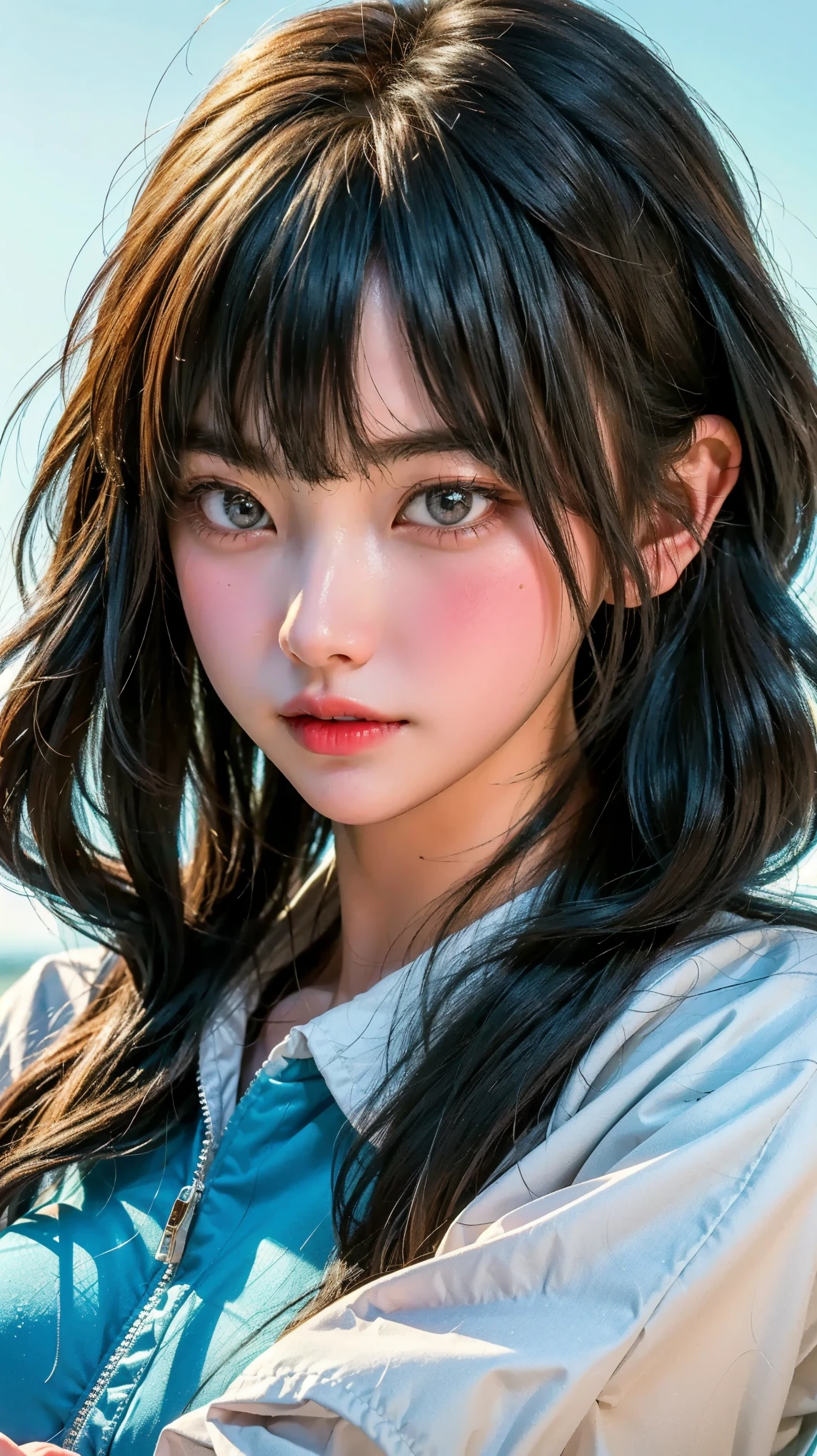 (masterpiece), (top class), (highly detailed), (illustration), (1girl), looking at the viewer, (interview), beautiful detailed eyes, delicate and beautiful face, floating, (high saturation), (shining), blue sky, bright and beautiful face, the skin is young and radiant, fair and radiant, the best appearance, very beautiful, big eyes shine with transparent sky blue light, beautiful and wonderful beautiful girl,