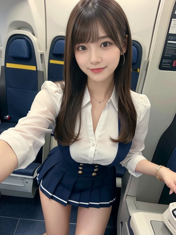 22 years old with a cute idol-like face　Occupation: Flight Attendant　Gentle and cute　smile gently　Medium size bust　She is lifting her skirt with both hands to show her panties　Raw photo　genuine　real　Life　　Do not display copyright