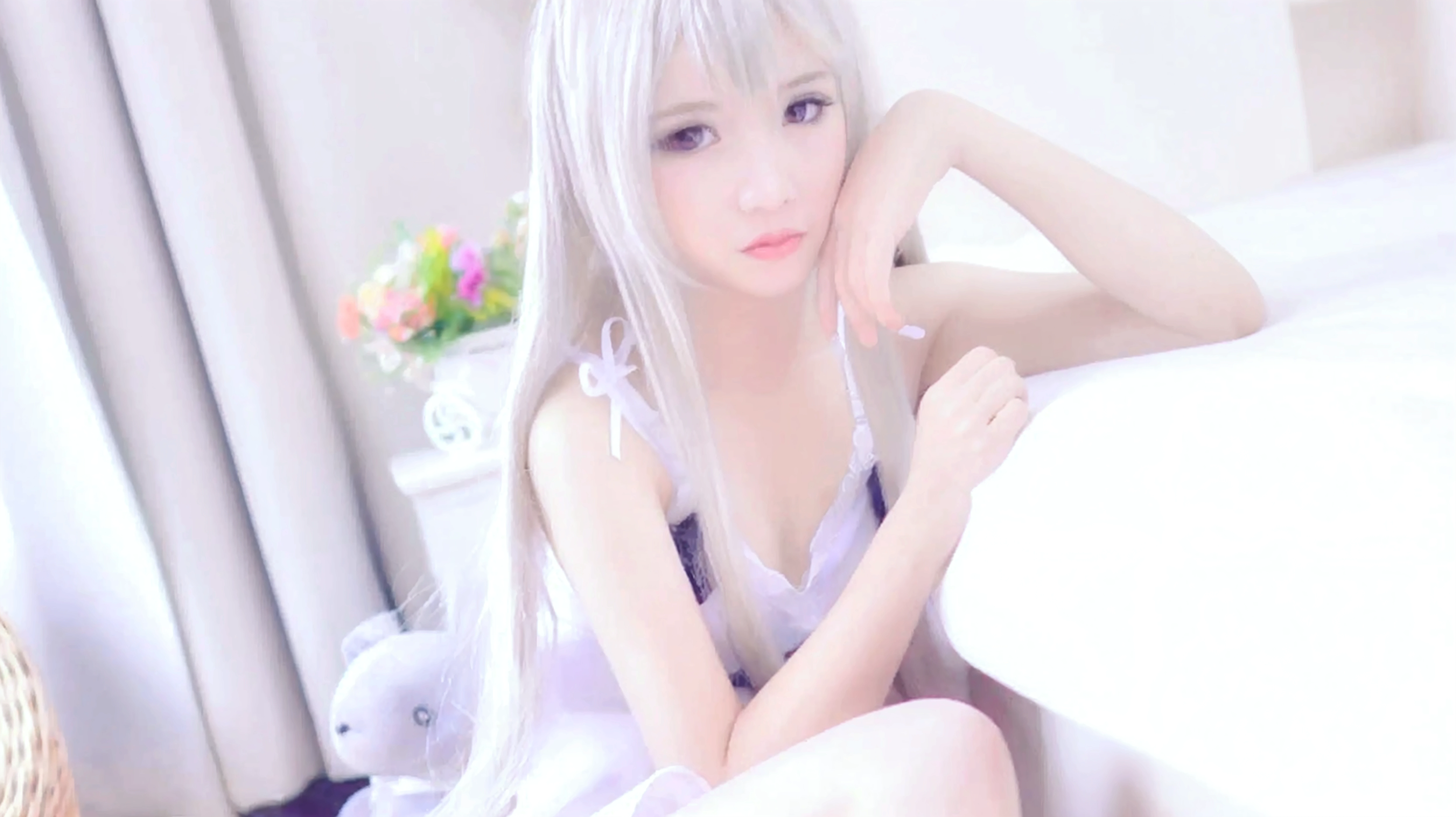 1girl, beautiful vintage colors, fox eyes, smiling lips, instagram (realistic, high resolution: 1.4), (puffy eyes)), looking at the viewer, full body (8k, RAW photo, best quality, masterpiece: 1.2), (realistic, photorealistic photo: 1.37), (sharp focus: 1.2), professional lighting, photon mapping, radiosity, physically based rendering, (pale skin: 1.2), (small breast: 1.2), looking at the audience, (medium hair:1.5), Portrait, Purple Eyes, (Silver: 1.1), Bangs, (Simple Background: 1.4), Solo, Upper Body, Realism, (Masterpiece: 1.4), (Best Quality: 1.4), (Fair Skin), Mage Sister, Makeup, Smile (Thin, Shut Up, Shy: 1.3), (Standing, Black Flight Attendant Uniform, Necromancer: 1.1), Medium Bust, Sexy Pose,
