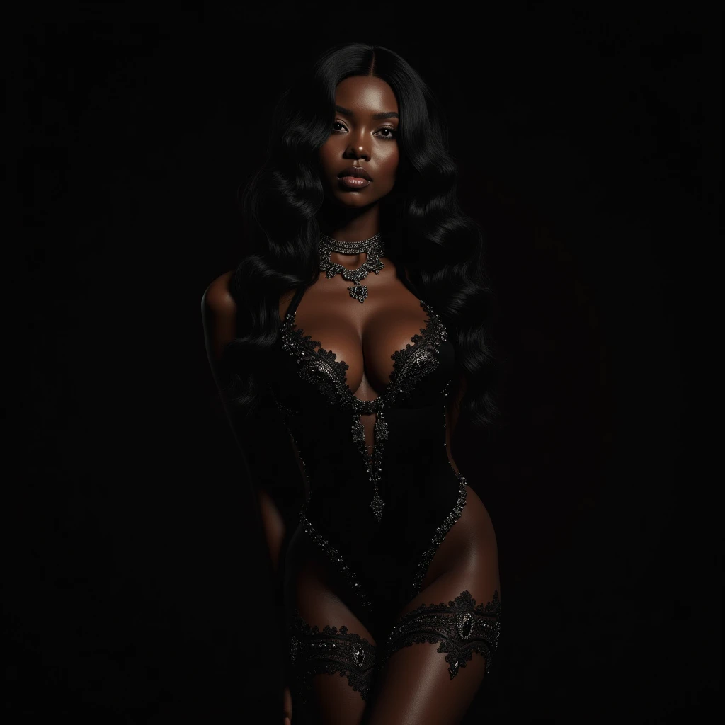 :// the floor and get ready to be mesmerized, A (((fish eye lens)))with its distinctive oval shape and vivid colors, capturing an (32K, UHD) image of a (((beautiful Black woman))) striking a (model pose), clad in a sleek, shiny, alluringly bare black lace bodysuit, with her long, flowing locks styled in loose, bangs that mimic the intricate patterns of a (((room filled with dice designs))), as she throws a pair of (((dice))) towards the viewer, the walls, floor, and ceiling coming alive with (((rolling dice patterns))), ((32k, Ultra High Definition, Clarity))