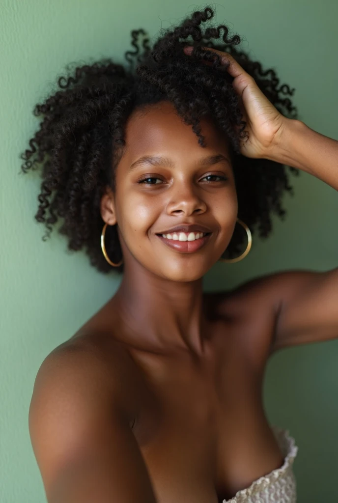 (beautiful black Venezuelan Afro-Latina woman), (NSFW:1.4),High resolution, and 8K、RAW photography of the highest quality、masterpiece、1 teenager, (big breasts:1.2), ((Skinny body:1.2)), wavy fur, anatomically correct, crying, sexual climax, orgasm face,