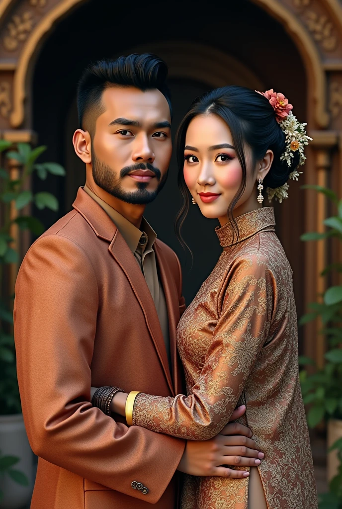 Make this photo anime, handsome boy and sexy girl, realistic