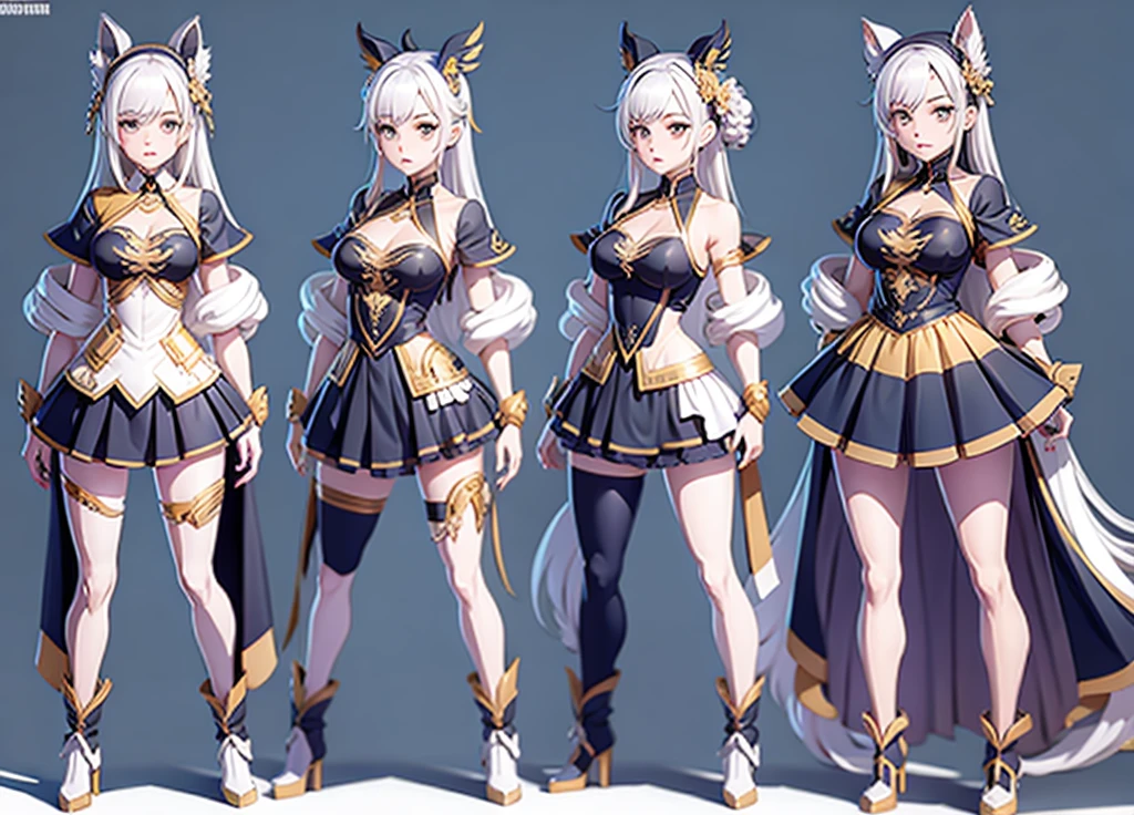  prompt : CHARACTER TURNAROUND SHEET,THREE-VIEWDRAWING,FULL BODYSHOT,GAMECHARACTER DESIGN,BYXIAOFEIYUE,Girl ,VICTORNIZO∨TSE∨,ORANGE BACKGROUND,:12 -- Wear expressive 