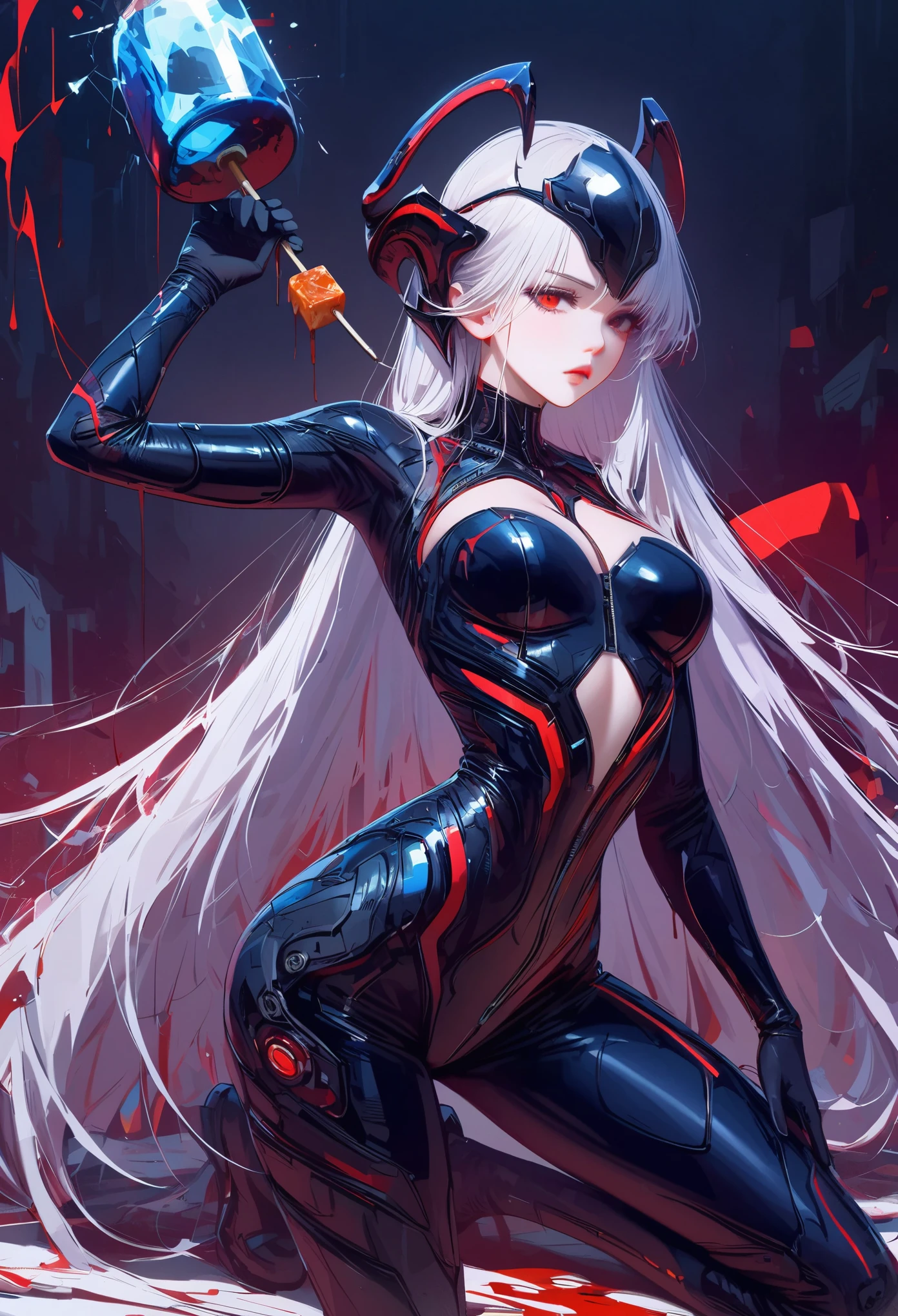 black,chiaroscuro, ray tracing, cinema lighting, cowboy shoot, 8K, yes, great details, accurate, Best quality, Award Winning, Award Winning, A a high resolution, masterpiece, High detail,guweiz on artstation pixiv, Popular topics on artstation pixiv, 详细的number概念艺术, Author:Yang Jie, 2. 5d computer graphics anime fantasy work of art,сверхa high resolution,8K ,Realistic skin texture,chiaroscuro, ray tracing, cinema lighting, 8K, yes, great details, accurate, Best quality, Award Winning, Award Winning, A a high resolution, masterpiece, High detail,In the snow,transparent,masterpiece, Best quality, 8K, number, 1 girl, One, get up, Hair accessories, Red eyes, Heartless expression, Bloody mechanical parts, electrical wire, cable, The effect of failure, Scary, Science fiction, futuristic, The background inside is darker, neon lights, Cyberpunk characters, Surreal, Strange, alarming, Chilling, Scary, Western metal,Red eyes,发black,black色長手套,Jumpsuits,leggings,Emphasize her graceful figure,将整个身体包裹get up,symbiont,((raised sexy)),One-piece trousers,Red eyes,Poison Obsession,发black,black色長手套,Jumpsuits,black色一件,Кроваво-Red eyes,Best quality, a high resolution, Super detailed, Bright texture, a mask, bang,You're wearing socks,tears,被black色粘液覆盖