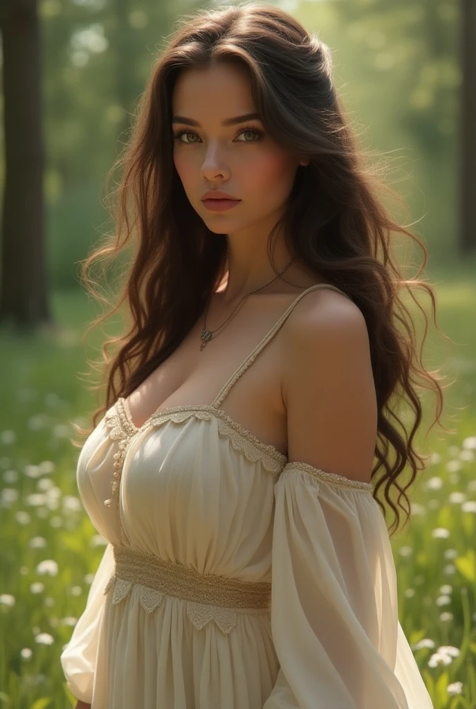 From above. portrait of a gorgeous European light brunette woman, age 23, wavy hair.
she's a playboy magazine model. She has a subtle smile and flirts with the camera, (she presses her hands on her breasts,:1.4),( leaning slightly forward:1.4),
( she's standing upright in a French garden of a 18th century French castle, wearing a 18th century French countess dress, in the sunset light:1.2),
perfect eyes, perfect hands, perfect body, perfect hair, perfect breast, hair behind ear, blurry foreground, UHD, retina, masterpiece, accurate, anatomically correct, textured skin, super detail, high details, high quality, award winning, best quality, highres, 16k, 8k,