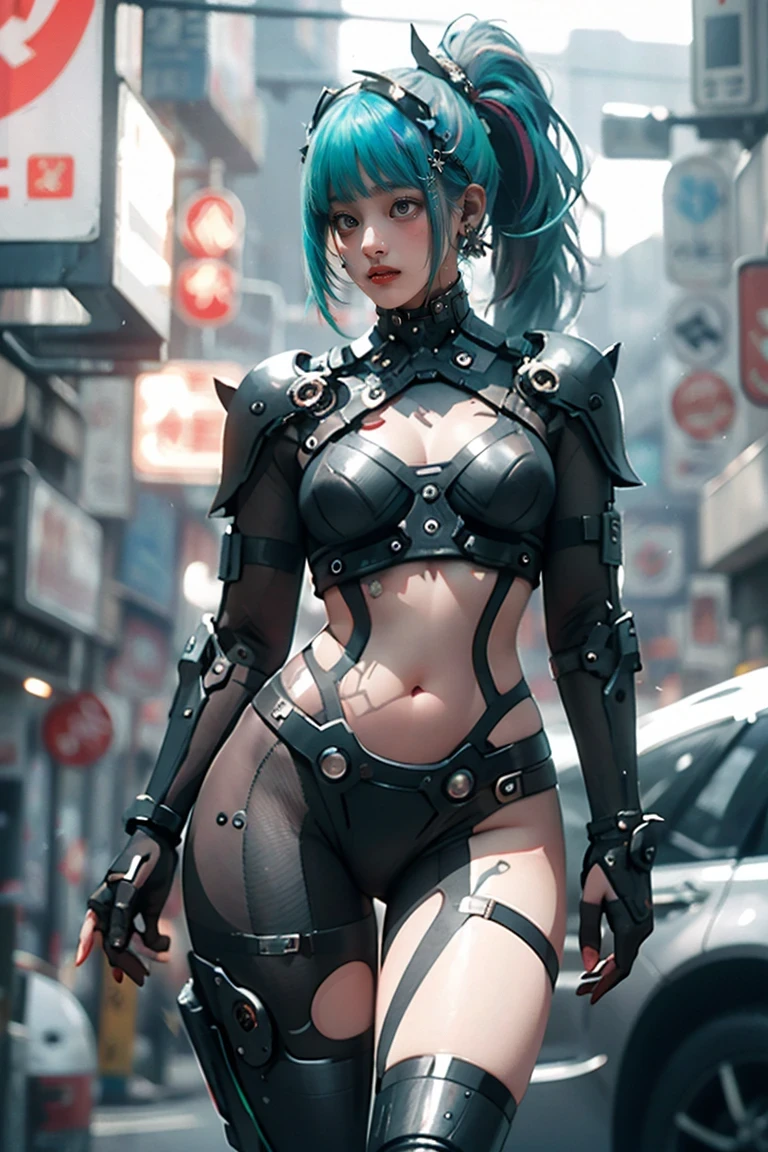 (( best quality )), ((masterpiece)), ( Details:1.4), ((( cybersuit with machine parts and clear skin ++Rainbow colored aurora material ++、++Grey carbon material++Cyberpunk Beauties ))), ((Wide open chest)), hip and thigh skin , Ticker ( high dynamic range ), ray tracing, NVIDIA, Super Resolution , Subsurface Scattering PBR Texturing, post-processing, high dynamic range , Depth of the Boundary , surface shading , Accurate simulation of light/Material interactions, Perfect Proportions , Two-tone lighting, Wide Aperture, Low ISO, white balance , 8k, viewer's discretion advice , (((Tall Woman))), 25-year-old woman, Bright LEDs, Knee-length, bulge, open stance, hip and thigh skin , beautiful body, belly button visible from bare skin , Big Breasts , (( Glowing LED )), ( Big Breasts : 1.0) , Dazzling Cyberpunk Streetscapes , Skyscraper, Neon Signs, LED Light, Bright and vivid color scheme , Bright and vivid color scheme , surprised expression , Short bangs , (((+++beautiful, Shiny, iridescent hair +++ Straight Medium Ponytail ))), Anatomically Correct Arms and Fingers , seed: 256 :1>,nsfw,
