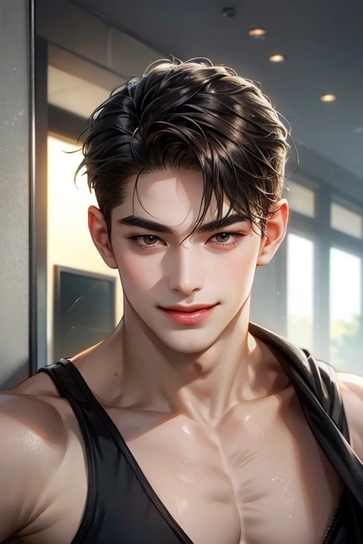 masterpiece, 1boy, young, handsome, black hair, undercut hair, perfect face, detailed eyes and face,black eyes, clean shaved, muscular, capturing a rural atmosphere, dynamic lighting, unreal engine 5