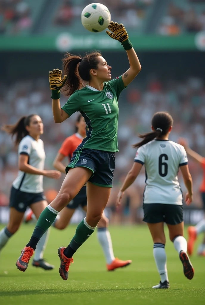A very beautiful woman shooting in an Argentina national team uniform