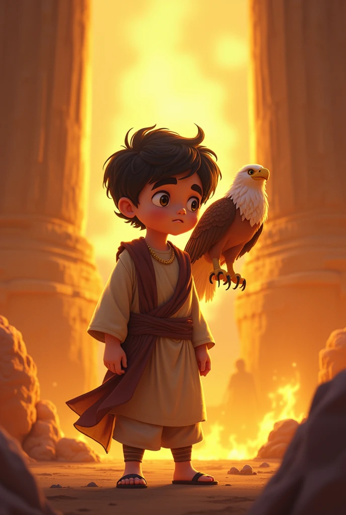 A sad boy and attitude this back two eagle and fire 