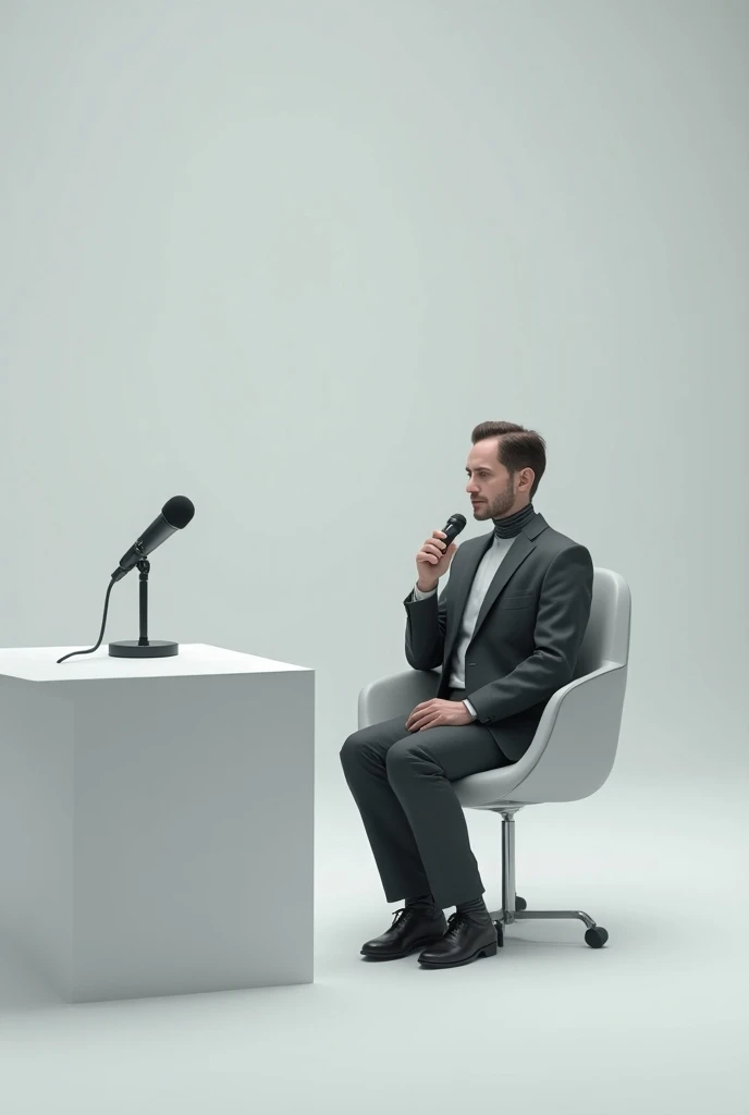 Best quality, ultra high res, (photorealistic:1.4), hdr, hyperdetailed. Young blond man swearing at a syndicated talk show. Man holding microphone. Close view. Spotlights, cameras. Tabloid talk show, Sunday morning talk show. A lot of space. Red and grey colors in interior design. Very rich production, many details, minimalistic furniture, cameras in the shadows, positive atmosphere.