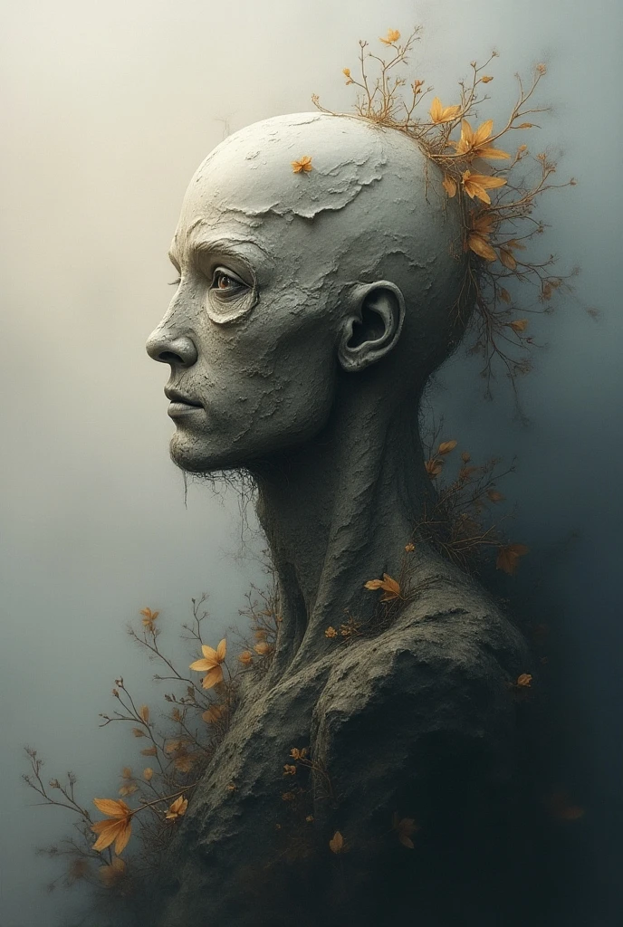 Artificial intelligence is covered in horribly disgusting parasites and mutates into a horrible monster, imagen con mucho detalle, 8k, mujer desnuda sufre y agoniza, landscape scene with mountains and valleys, fondo surrealista, Caos y dolor, cuerpo completo, mujer desnuda, cuerpo completo