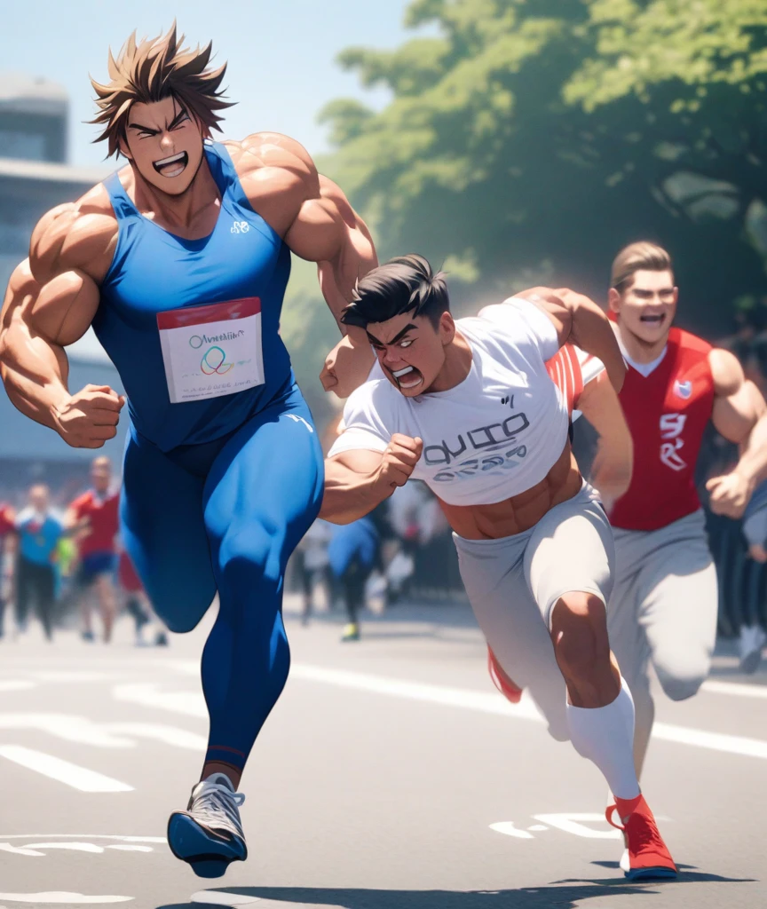 cartoon,Handsome face,Naked figure,Black pants,Perfect body,Men wearing only,Front view,Full body shot,High Detail,run