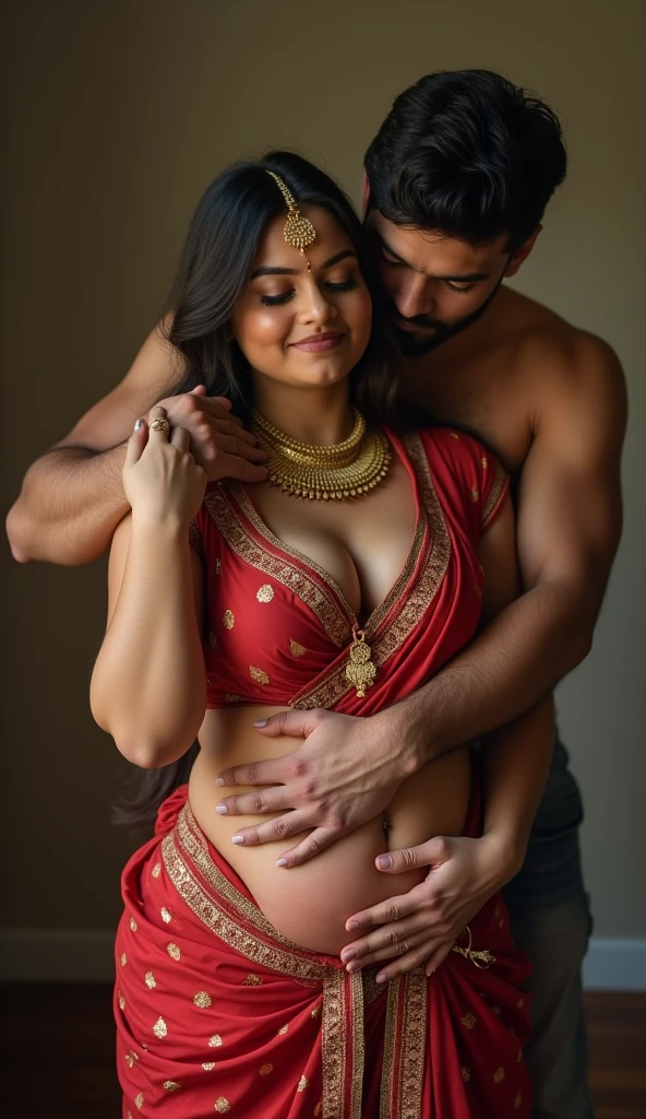 A base model of A sexy indian (hindu) man with his wife, , handsome face, detailed eyes, great hair, homoerotic, nsfw, masterpiece, posing for photo shoot ,penis,((hindu))