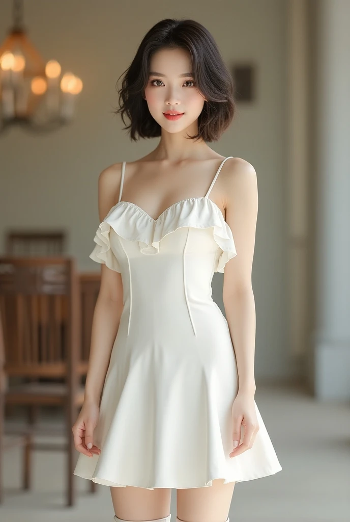 Highest quality、8k wallpaper、Reality:1.4、Photographed by a professional photographer、Cinema Lighting、View your viewers、background:Gorgeous bar lounge at night、1 beautiful girl、Japanese Idol、30 years old、Beautifully detailed eyes、Detailed face、Beautiful Skin、Slender、Slim waist、Thin legs、Red lipstick、Fancy hairstyle:1.8、Random hair color、Light Hair、Asymmetrical bangs、Off-the-shoulder dress、I can see your chest 、smile:1.4、Seductive pose