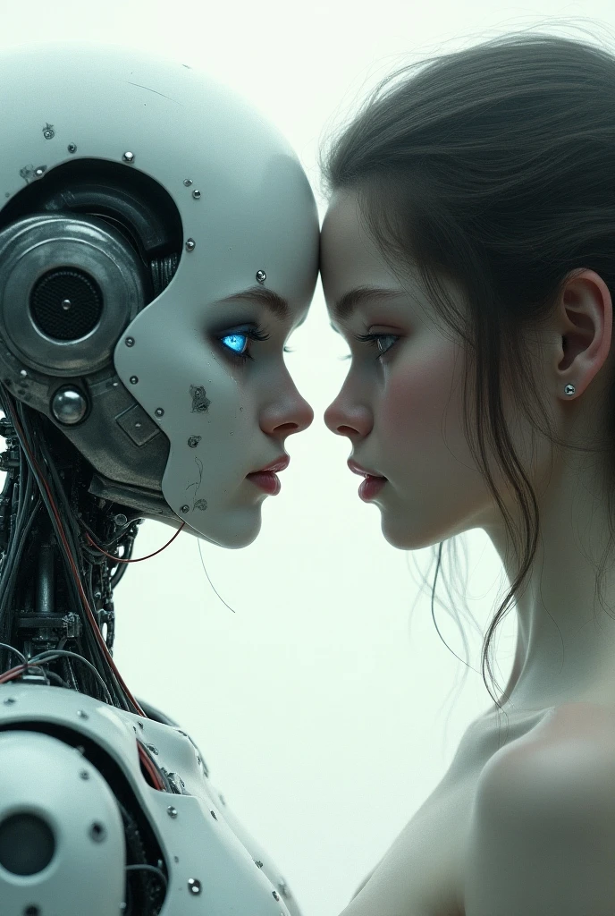 (masterpiece, high quality, best quality, official art, beautiful and aesthetic: 1.2), (one girl: 1.3), highly detailed, colorful, highly detailed ((highly detailed)), (highly detailed CG illustration), ((an Very delicate and beautiful)), (from the side), cinematic light, ((mechanical girl)), solo, full body, (motorized joints: 1.2), ((mechanical limbs)), (blood vessels connected to tubes), (ligation of a vertebra mechanical with the back), ((cervix mechanically attached to the neck)), (sitting), expressionless, (wires and cables attached to the neck: 1.2), (wires and cables to the head: 1.2) (character focus), science fiction, white background, ( blood: 1.5) الكثير من الدماء ، الدماء في كل مكان ، كل شيء ابيض ، لا ملابس ، لا ملابس
