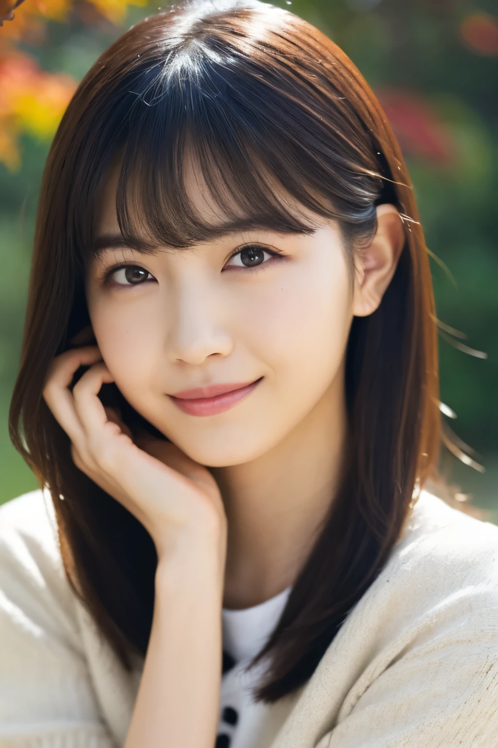 1 girl, (Fashionable fall outfits:1.2), Very beautiful portraits of Japanese idols,
(RAW Photo Best Quality), (Realistic, Realistic:1.4), (masterpiece),
very detailed, 2k wallpaper, wonderful, finely, very detailed, CG Unity 8k Wallpaper , very detailed, high resolution on down, Soft light,
A beautiful girl with careful attention to detail, very detailedな目と顔, A beautiful and elegant nose, beautiful beautiful eyes, Movie Lighting,
(Fashion magazine gravure shoot ),
(Medium hair), (A shy smile:0.7),
perfect anatomy, Slender body, small breasts, Thin legs
