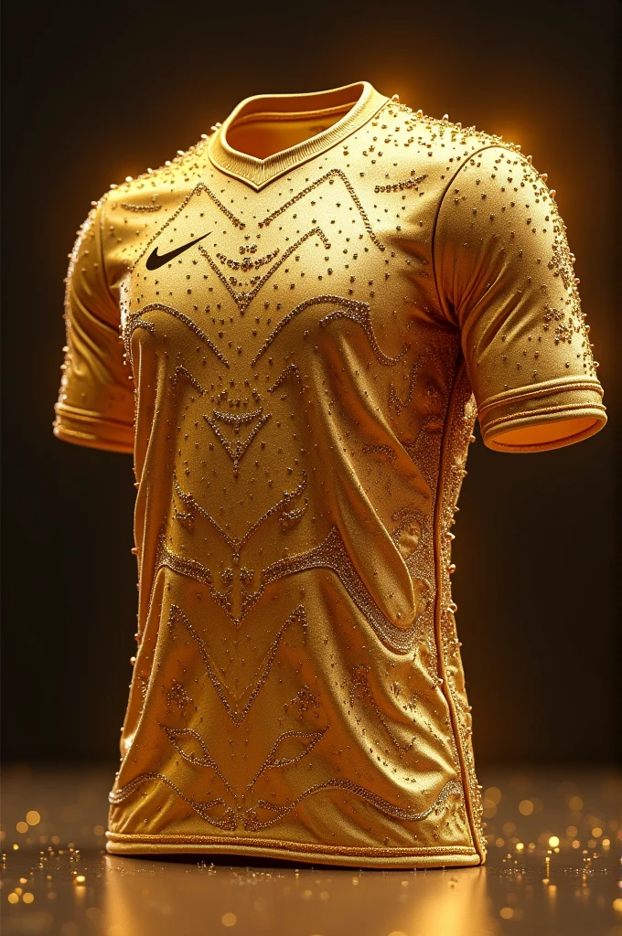 White team shirt with gold detail and number on the back with claws,golden blood coming out