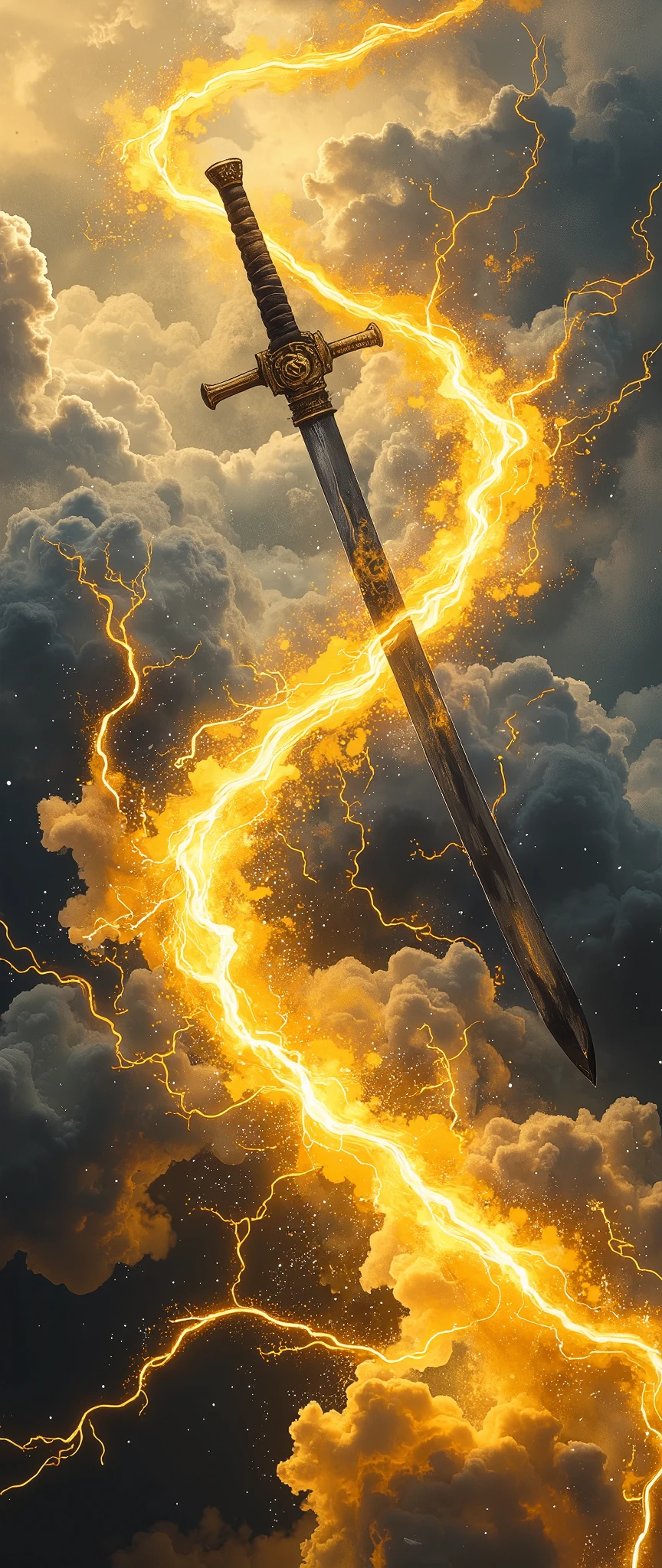(masterpiece:1.2,exceptional quality,Mirror finish, cinematic experience , best illustration ,Super detailed),8k,wallpaper,(Watercolor),Sword,warrior,(Japan:2.0),(Slash:2.0),(Express the trajectory of a sword with yellow curved lightning:2.0),( dynamic :2.0)