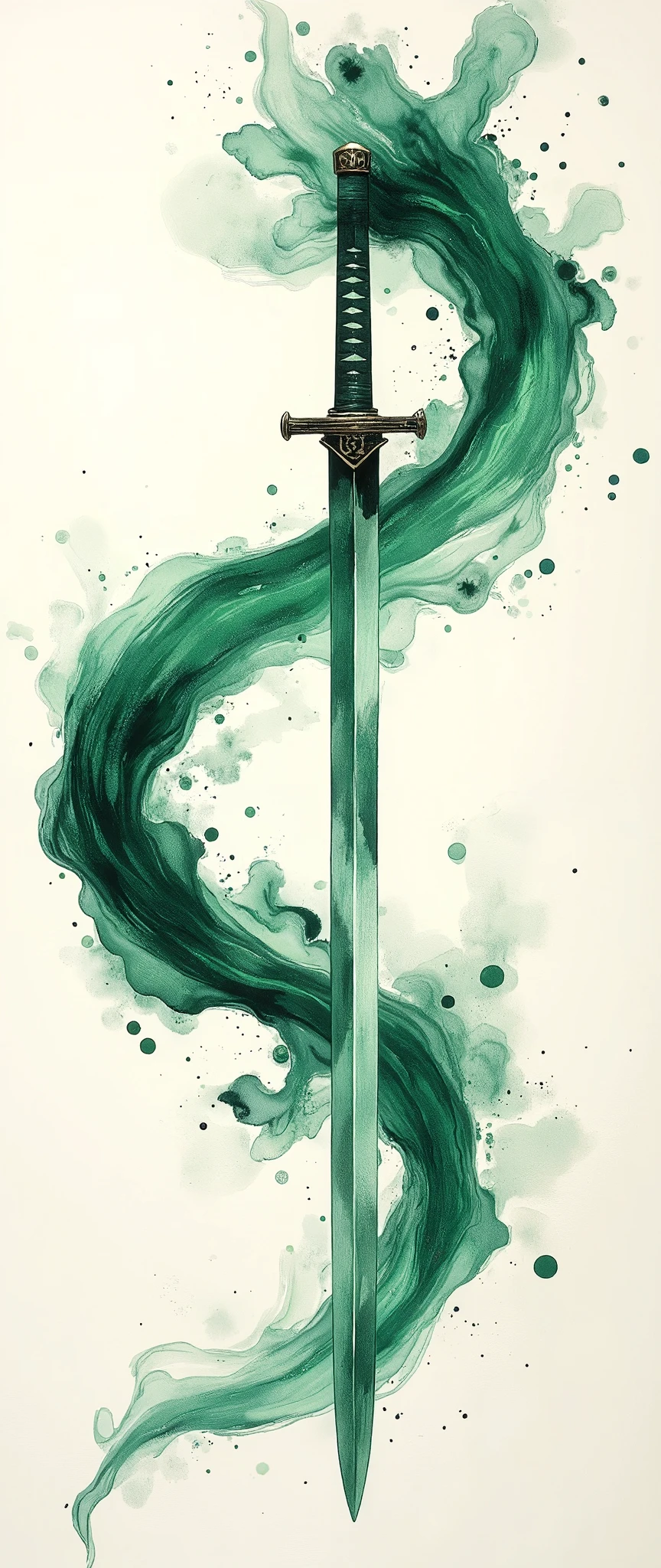 (masterpiece:1.2,exceptional quality,Mirror finish,  cinematic experience  ,  best illustration ,Super detailed),8k,wallpaper,(Watercolor),Sword,warrior,(Japan:2.0),(Slash:2.0),(Express the trajectory of a sword with a green curved wind:2.0),( dynamic :2.0)