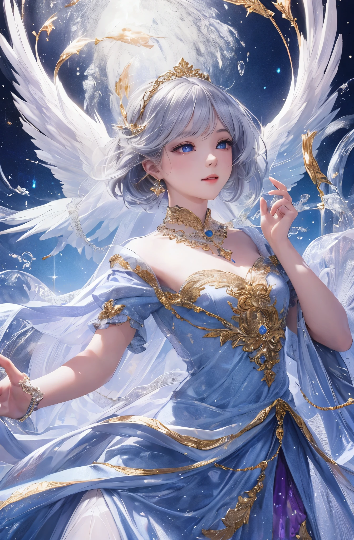 Close-up portrait of a woman with white hair and angel wings, very detailed Artgerm, ArtGerm on ArtStation Pixiv, ig model | ArtGerm, ! Dream ArtGerm, a beautiful female angel, ArtGerm. Anime Illustration, beautiful celestial mage, Beautiful Angel, Portrait of a beautiful angel, ArtGerm. high detailing