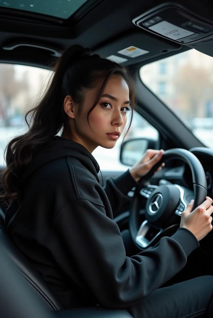 Korean woman driving a supercar