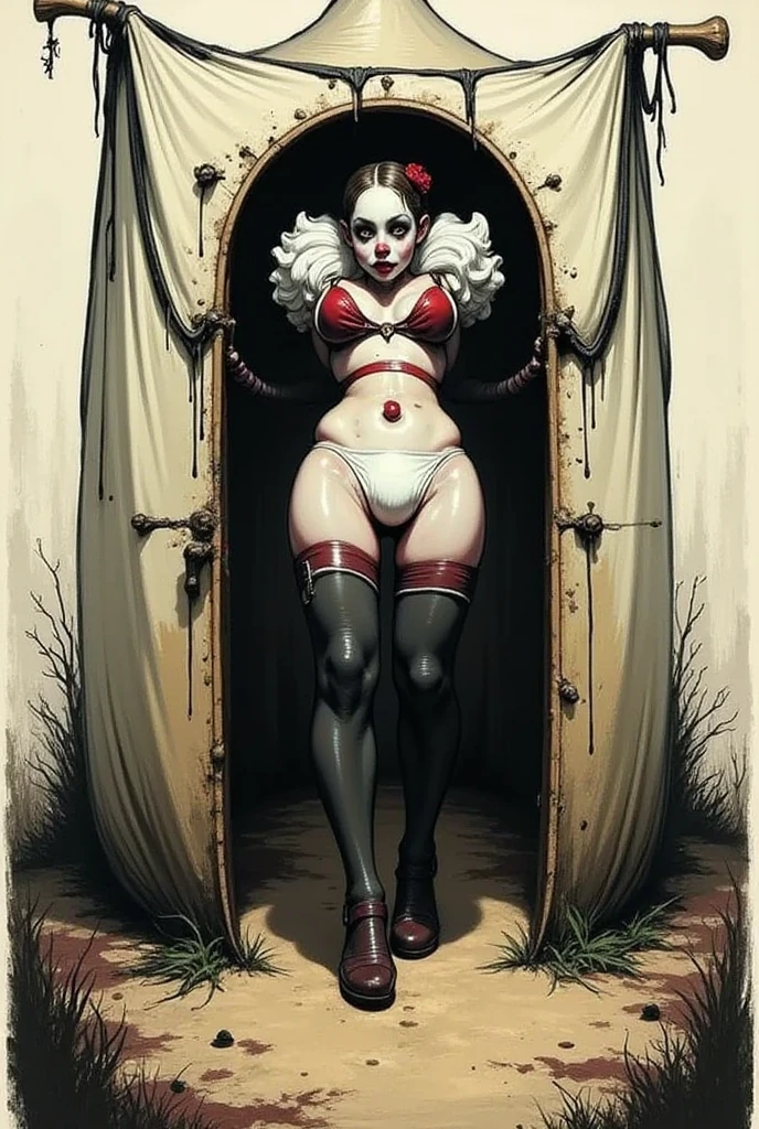 female vampire hosting a rtiual,<lora:Emanuele_Taglietti_styleMerge:1>,horror comic book centerfold,painting,