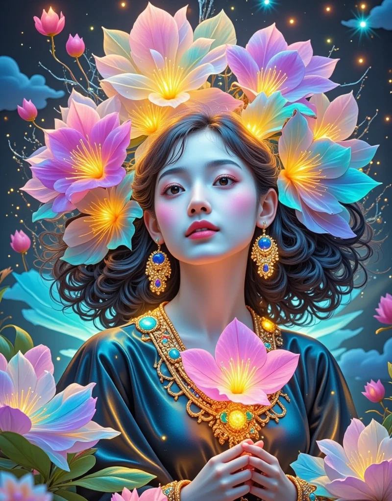 National style beauty，illustration，Minimalist design，Weird fairy tales，Graininess， increased depth of field ，Felt-style texture，Focus，High Saturation，超现实illustration， furry texture ,artistry，Increased light and shadow ，Masterpieces，masterpiece，Dopamine color