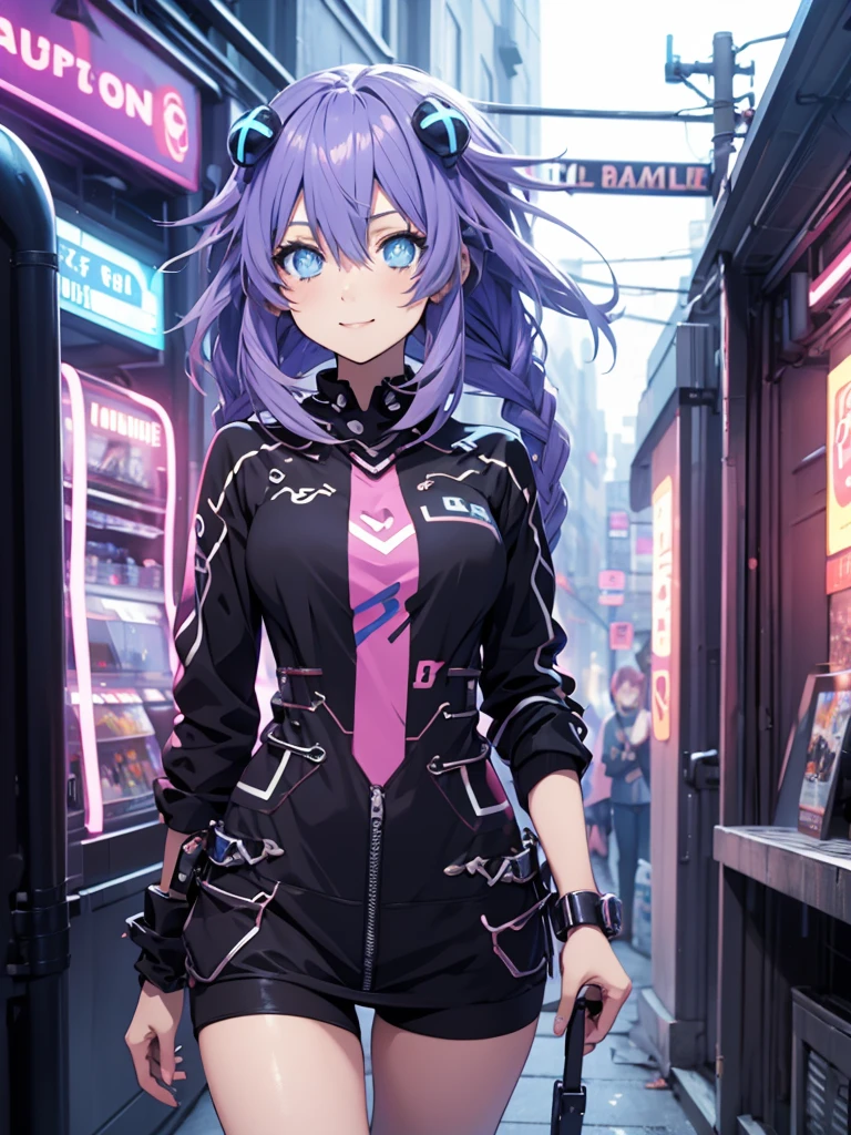 Masterpiece picture quality，Rainbow，Urban girl，ssmile，number art，style of anime，Retro anime girl，Punk girl，in an anime style，dual horsetail，Trendy，neonlight，depth of fields, para fondo de pantalla móvil 