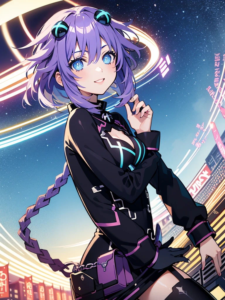 Masterpiece picture quality，Rainbow，Urban girl，ssmile，number art，style of anime，Retro anime girl，Punk girl，in an anime style，dual horsetail，Trendy，neonlight，depth of fields, para fondo de pantalla móvil 