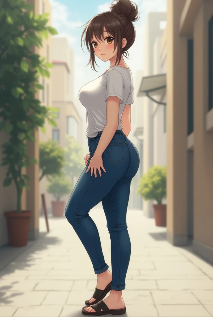 my supervision, tetas desnudas, vaqueros, tacones altos, muslos