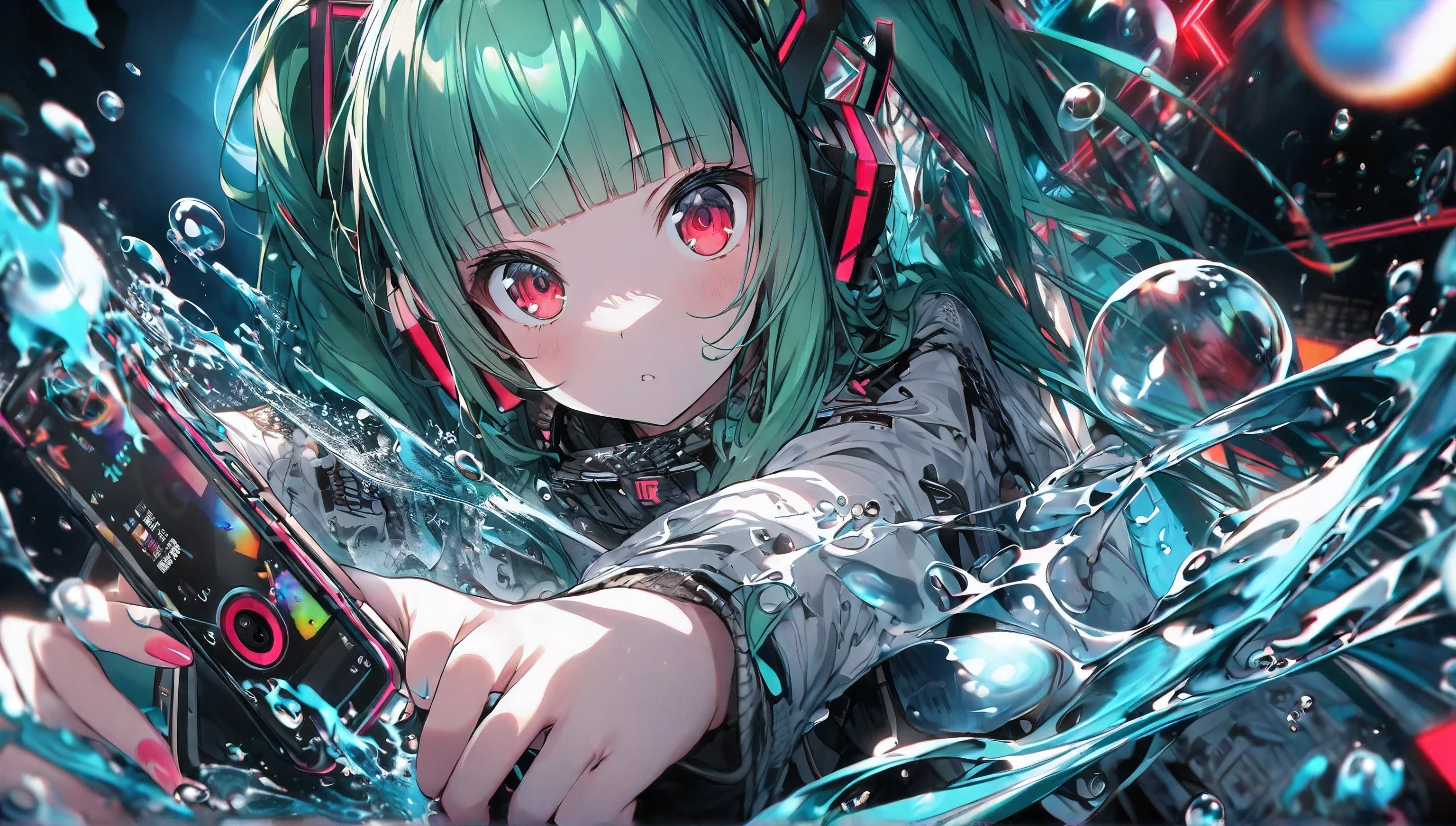 "Masterpiece, Best quality, Girl, Best quality, Masterpiece, 1girll, A half body:1.4,Upright Bibo Archive, Light blue hair, ahoge, Light blue collar, Halo, Pleated skirt, Laurel dog hair ornaments,Pure white long sleeves",Be red in the face,The action of lying down,It's all water,coquetry