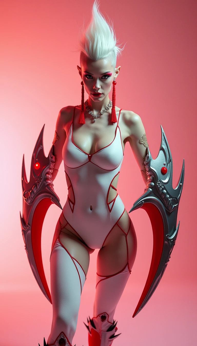Sexy Devil,devil girl,red bikinis, sexy costume, red bikinis из латекса ,demon in red latex,a slim body, Small physique, The Dark Elf ,dark demon girl,sexy red latex,gold tattoos all over the body,Black background,Dark background,High quality,good detail,rich colors and contrast,