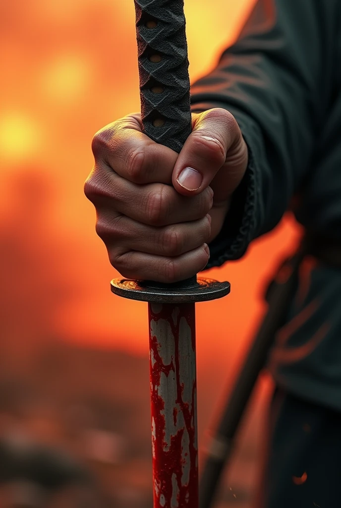 (photorealism:1.5), Katana, stuck in the ground, mossy, overgrown with vines, rusty