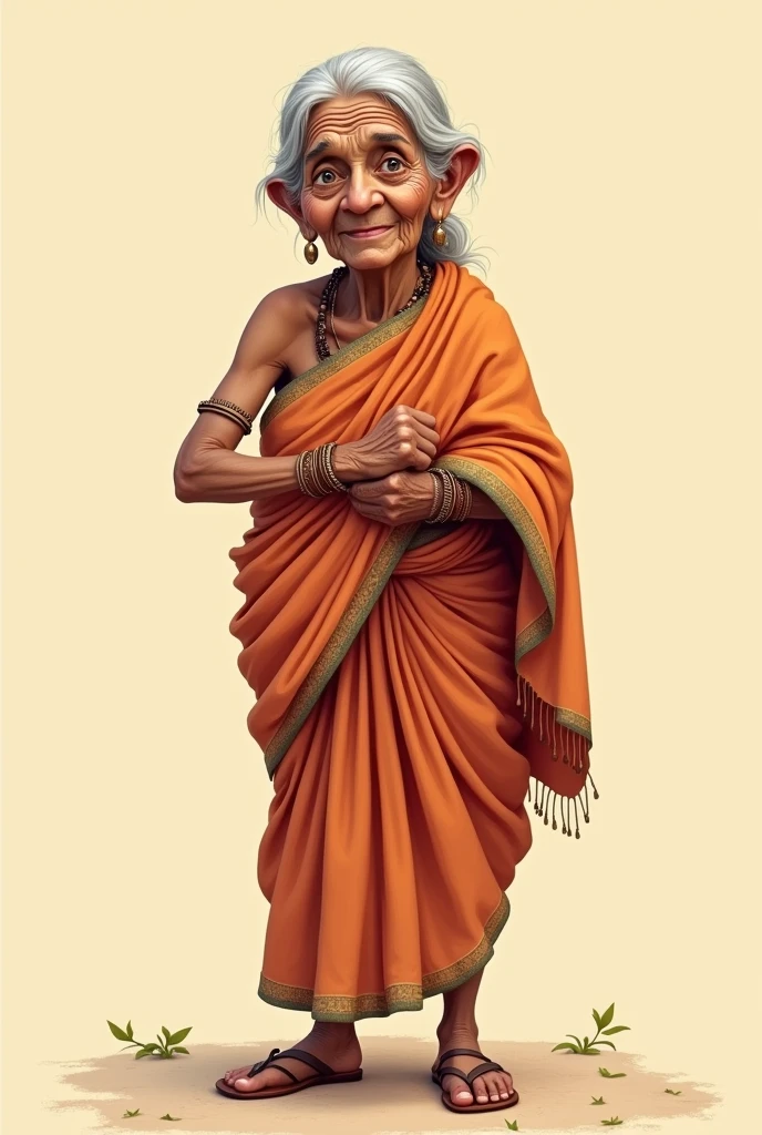Indian Old women with her stick