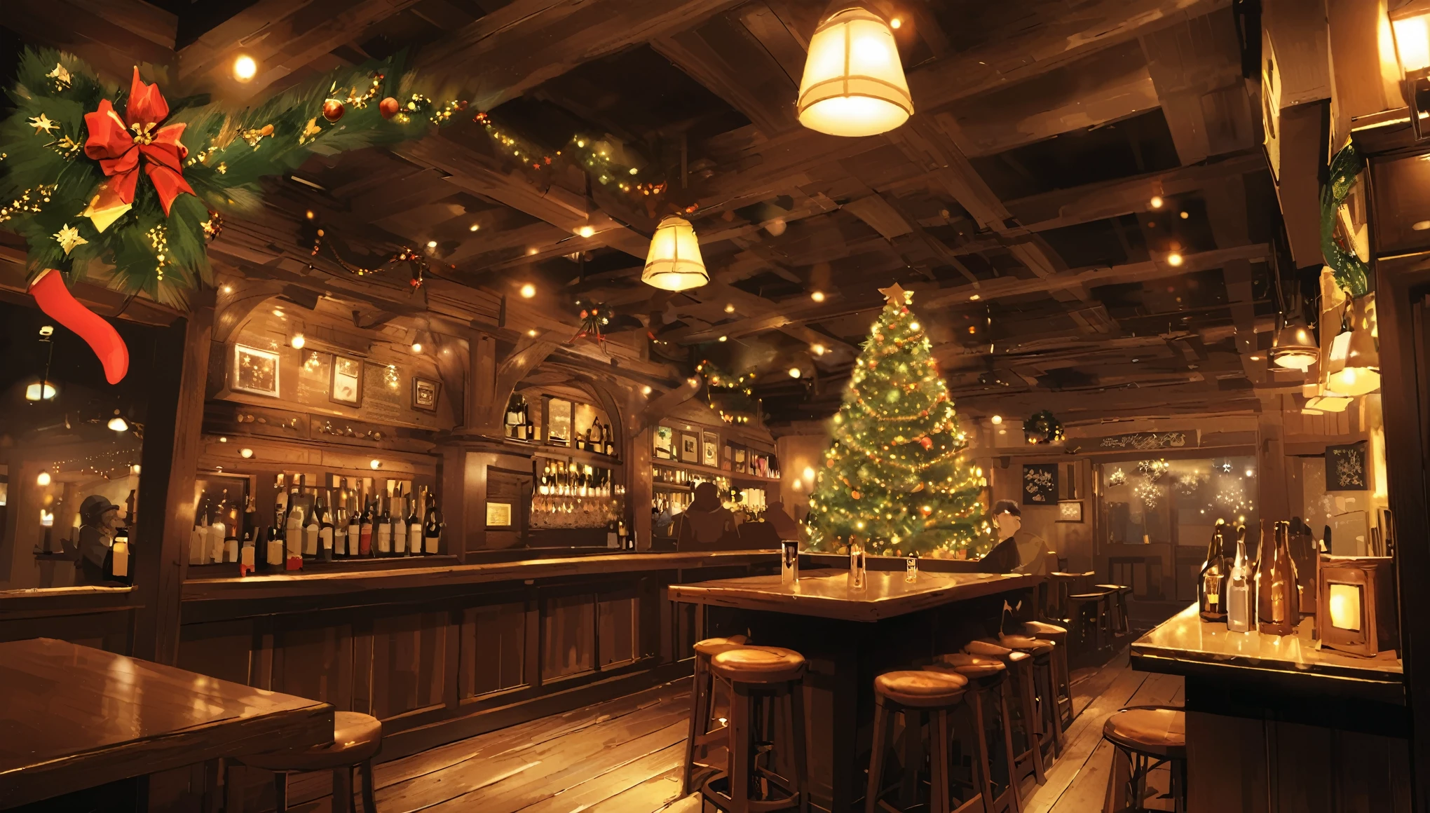  Christmas、night、Inside a pub