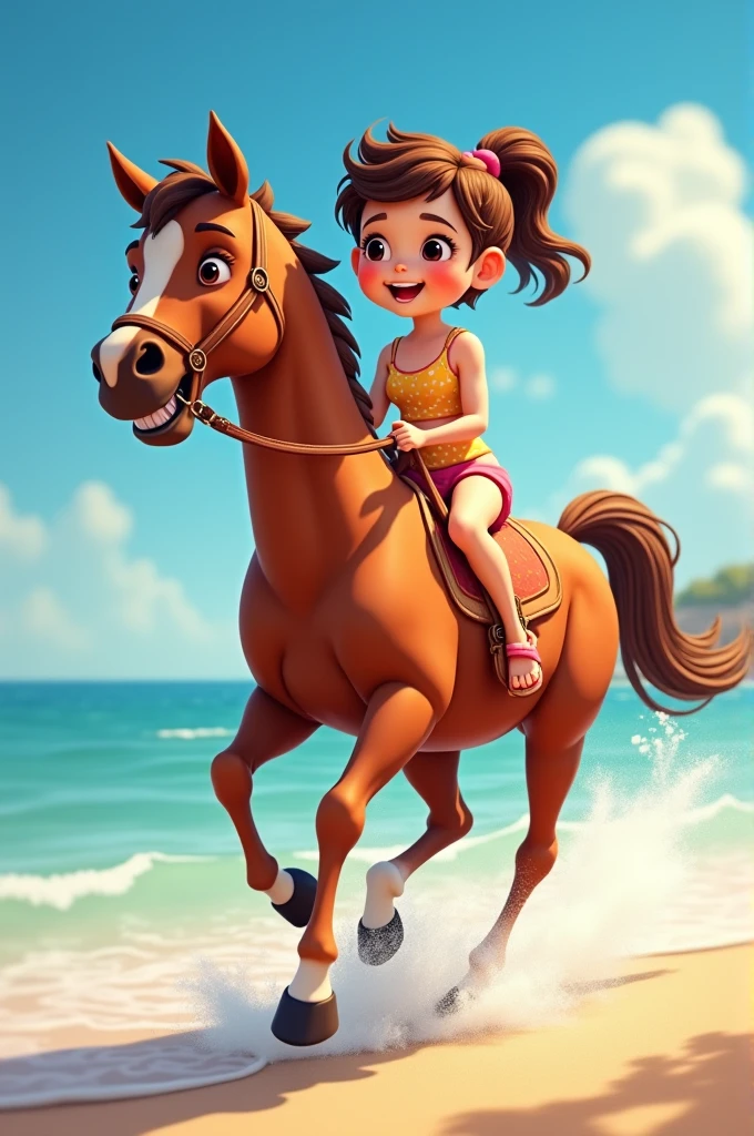 horse, blonde, photo of a 20 years old caucasian girl, full-body, dressed for Riding horses:1.1,  RAW, beautiful woman, (extra long wavy brown hair), ((detailed face:1.1, medium breast, small hips)), olive skin, thin body, reflections, (masterpiece) (hyper realistic photo)(best quality) (detailed) photographed on a Canon EOS R5, 85mm lens, F/1.8, HDR, (8k) (cinematic lighting) (sharp focus) (intricate), light-brown hair posing for a picture, Ahegao, manga style:1.1, Miranda Kerr, bokeh, white balance RGB photo incredibly ultra detailed intricate details; white balance professional RGB photo, fully clothed in purple and silver, purple bikini,