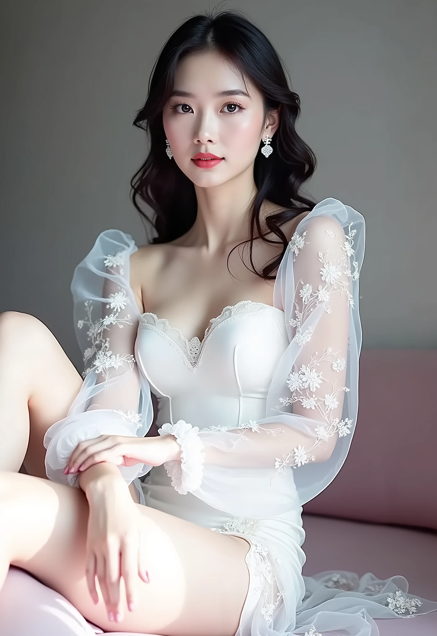 nsfw, sexy stylish Thai model, only 1 female, ((doll-like appearance)), short Mahogany stylish hair, ((shiny Victorian-Style boots)), (big smile), ultra detailed eyes, vivid eye makeup, lip-gloss, long lashes, defined eyebrows, ((sexy Paradise Kiss cosplay)), bell-shaped skirt, petticoats, high neckline, puffed sleeves, ((ultra detailed lace)), ((ultra detailed embroidery)), intricate details, Paradise Kiss accessoires and matching headpiece, choker, ((large sparkling Paradise Kiss jewelry)), cinematic light, detailed large park background with trees