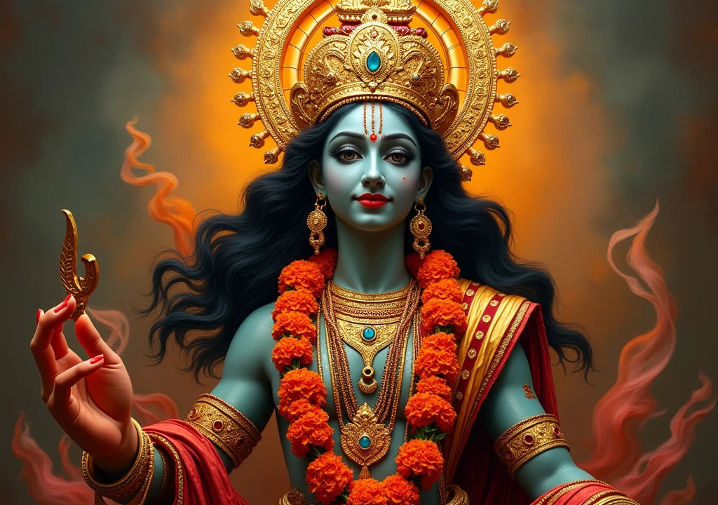 (((serpent))) Best Quality, Ultra-high resolution, Detailed 4K CG, Master Parts, Krishna, Hindu God,White snake, Hindu mythology,((To the serpent)), Image of Hinduism , Aesthetic, Screen-centric