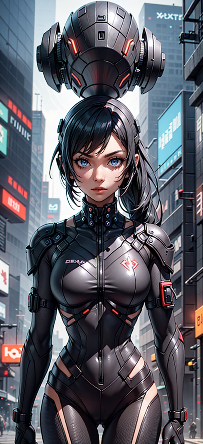  1 girl, solo, Long Hair,  cyberpunk