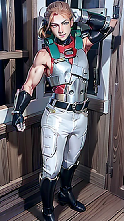 1boy,masterpiece, detailed eyes, detailed face, high quality, highres, <lora:saotomejin-08:1> saotomejin, headband, , cowboy shot, muscular boy, narrow waist, Slim waist, shiny latex white outfit, gloves, jacket, cute eyes, focused eyes, (dynamic pose:1.1), brown hair,
<lora:ShinkiroStyle:0.4> shinkirostyle
, bulge crotch <lora:bulgeJ8_concept_V1:1> bulgej8