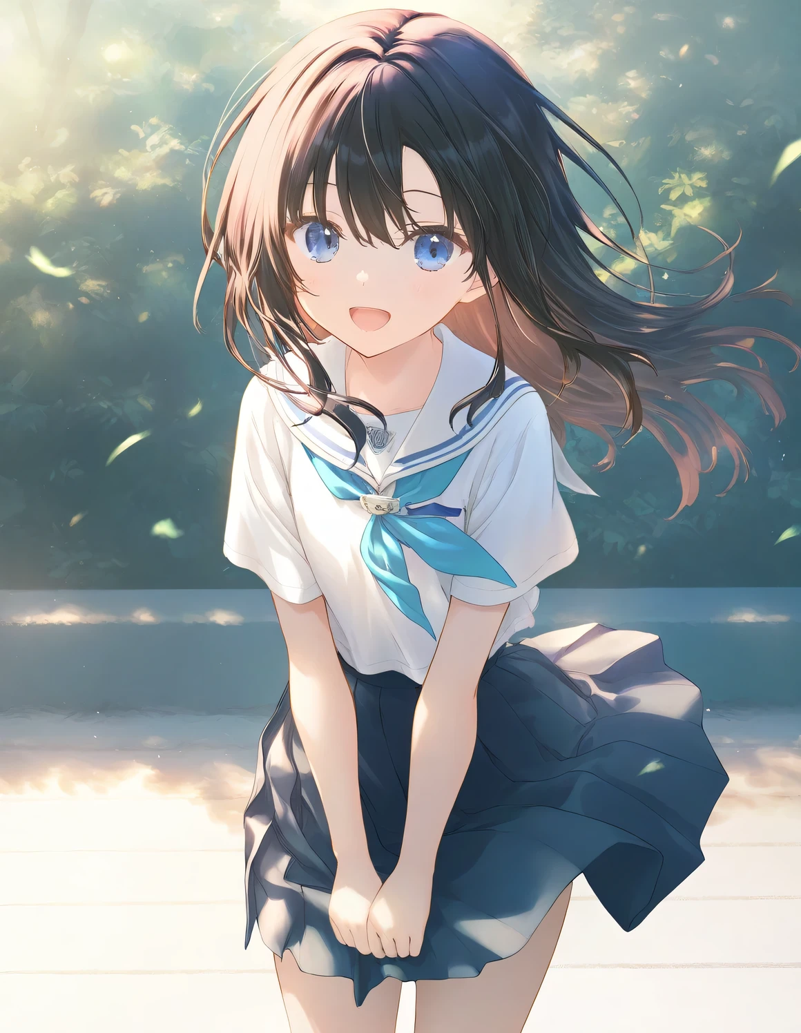 1girl, ****** female, school uniform, flat chest, open mouth, outdoors,wind, game CG break,((artist:shida_kazuhiro)),(artist:mitsumi_misato),(artist:fujiyama),,(masterpiece), (best quality), (ultra-detailed), very aesthetic, newest, beauty illustration,super detailed skin, shiny skin, (masterpiece), (best quality), (ultra-detailed), very aesthetic,new, newest, ,hi res,absurd_res,2023,2024,shaded,digital media (artwork), realistic lighting, 4k, 8k,